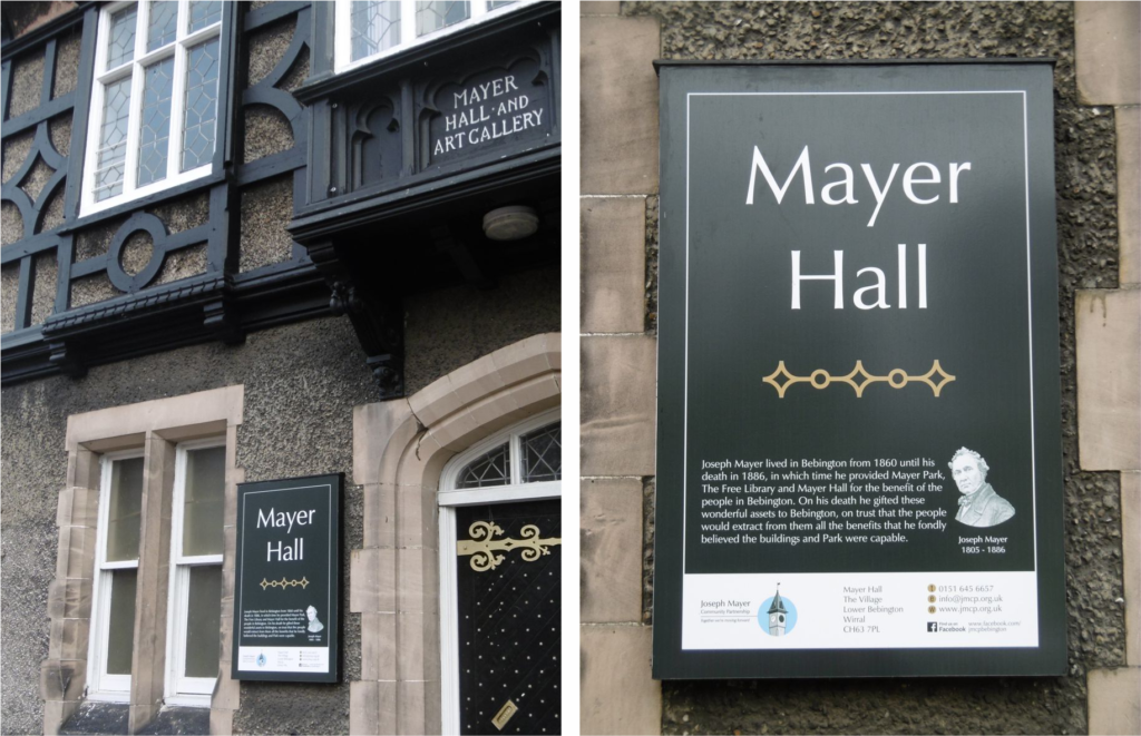 Mayer Hall signage in situ