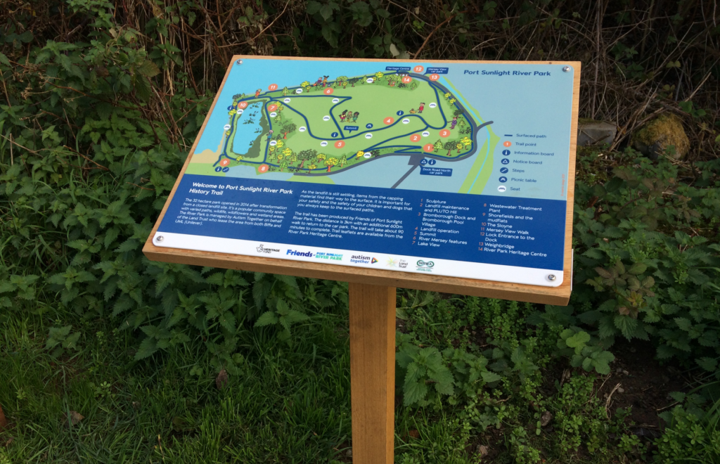 Port Sunlight River Park trail signage in situ